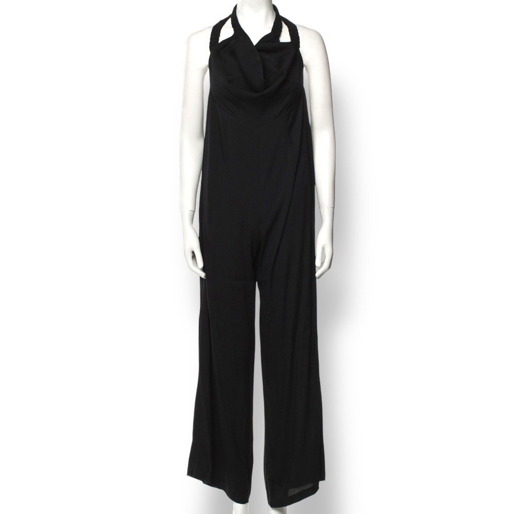 Reformation Women's Black Cowl Neck Sleeveless Wide Leg Jumpsuit Size 10 Large